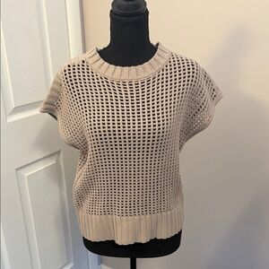 Tan Knit Short Sleeve Sweater